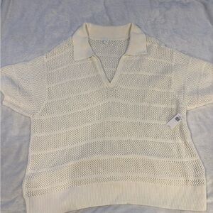 Old Navy Ivory Knit Collared Blouse